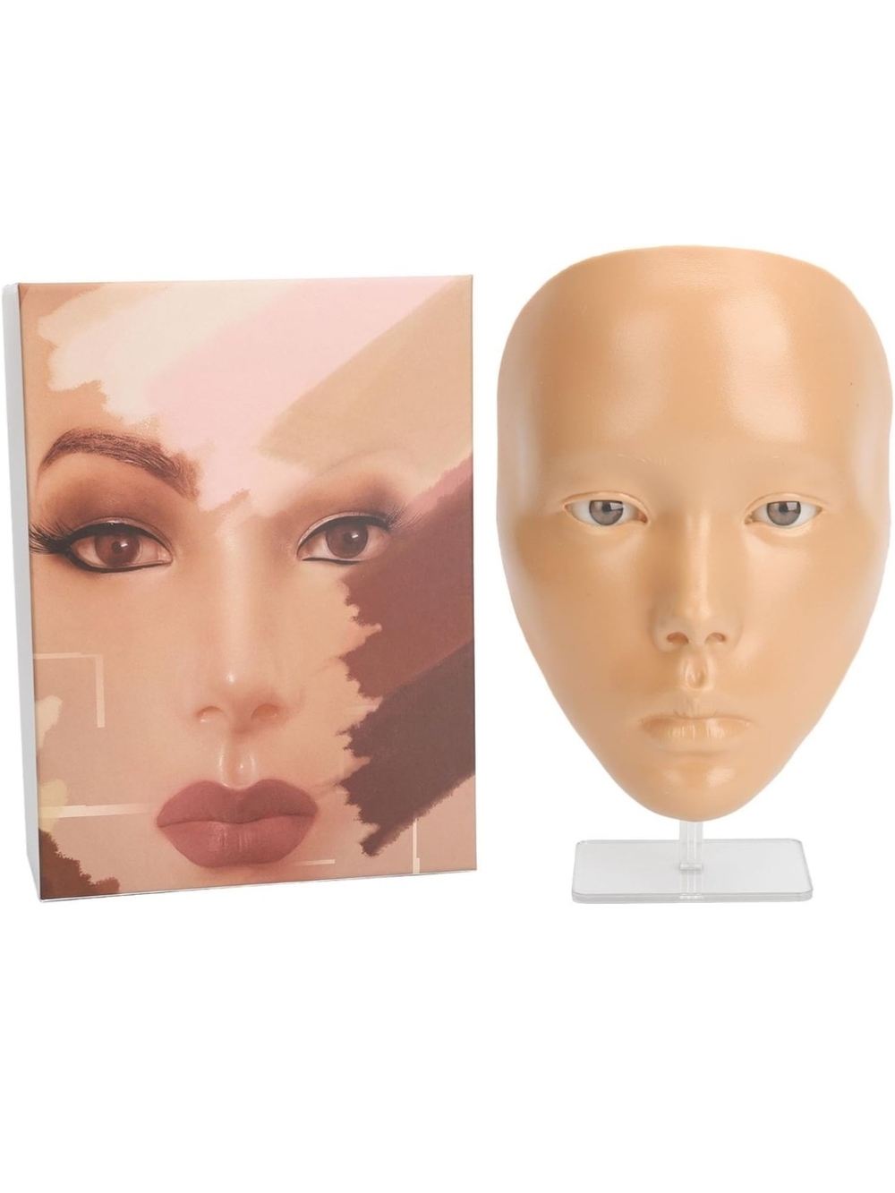 Interacting Makeup Mannequin Display Head with Face Chart - Beige